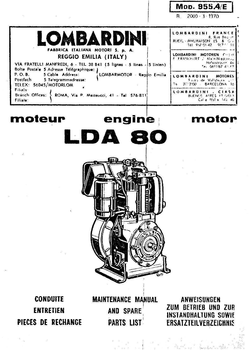 Lombardini LDA 80 – Manuel d&rsquo;atelier